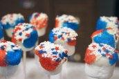 White Chocolate Dipped Marshmallow Pops decorated for July 4th